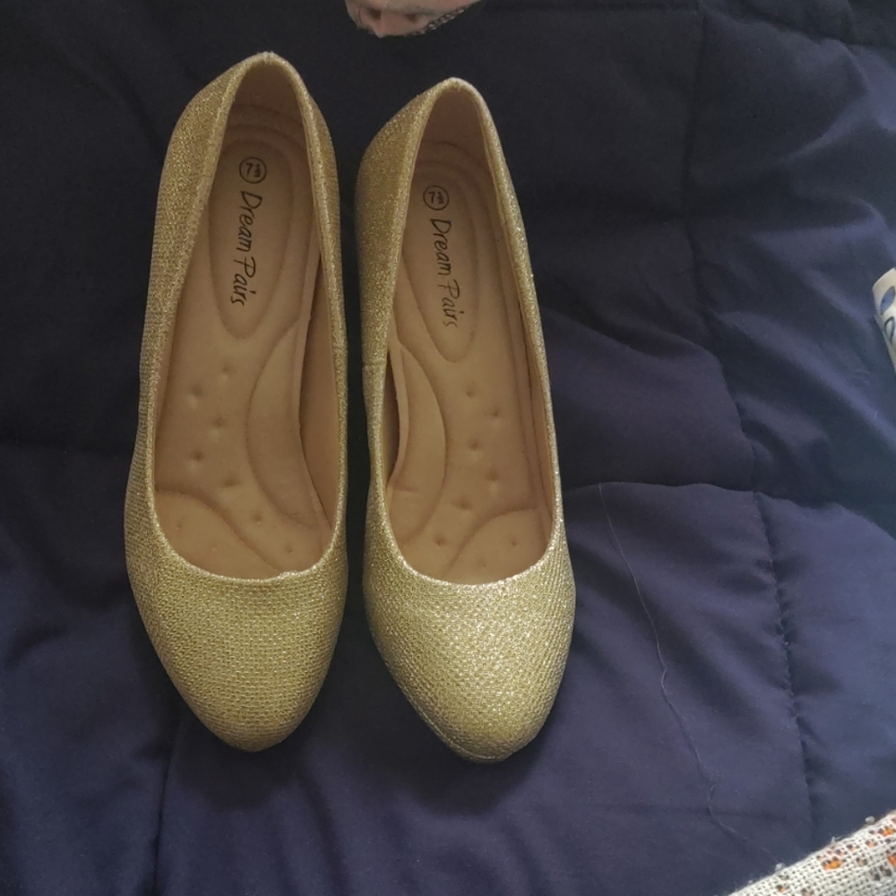 Gold high heels
